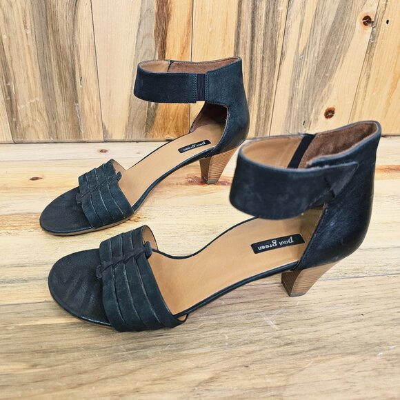 Paul Green Coco Matte Black Leather Heel Open Toe Sandal - Picture 3 of 8